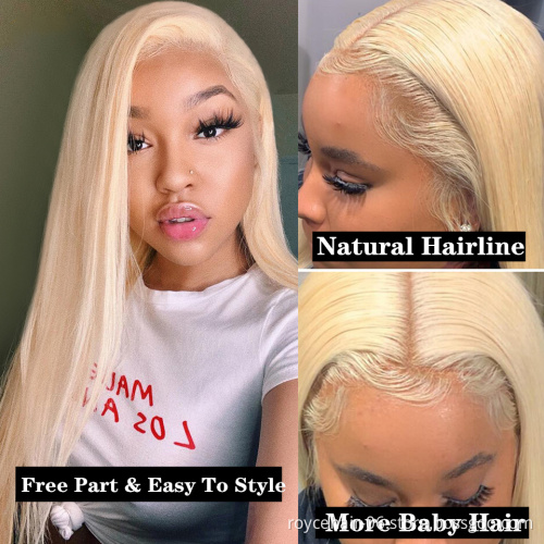 Thick Blonde Indian Human Hair Lace Wigs Vendor, 613 Remy Hair Pre Plucked 13x4 Swiss Lace Wig For Women